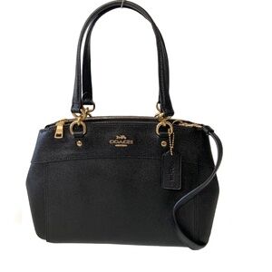 Coach Mini Brooke Carryall Satchel Crossgrain Leather Purse- Black